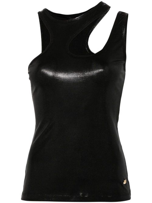 Cut-out lamé top - Black