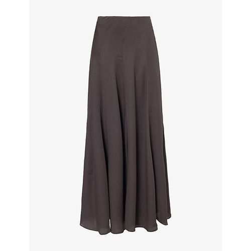 Womens Aeris Pleated Silk Maxi Skirt