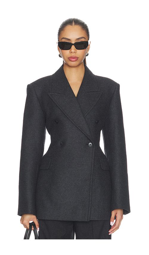 EAVES Hulda Wool Flannel Blazer in Charcoal. - XXS also in XS, S