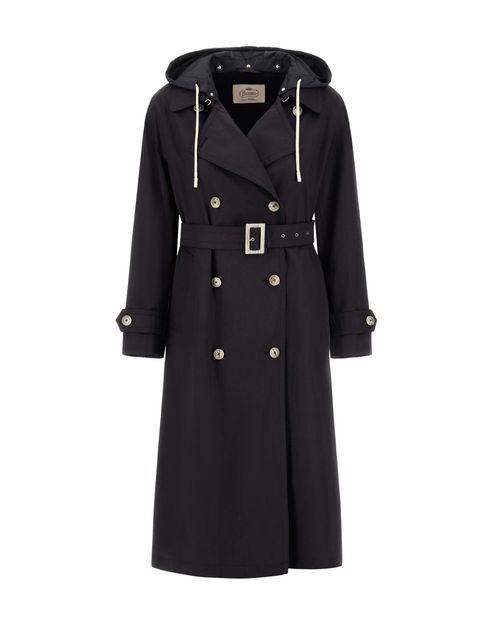 Black Hood Trench Coat