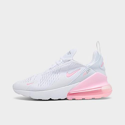 Girls' Big Kids Air Max 270 Casual Shoes in White/Light Smoke Grey/Pink Foam