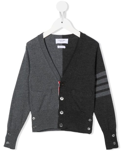 Two-tone V-neck cardigan - Grey