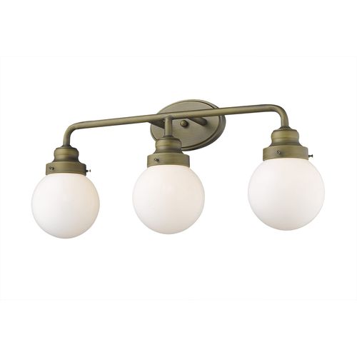 Raw Brass Three Light Vanity from the Portsmith Collection
