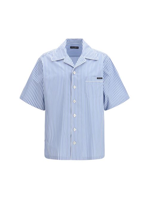 Striped Poplin Shirt — Blue