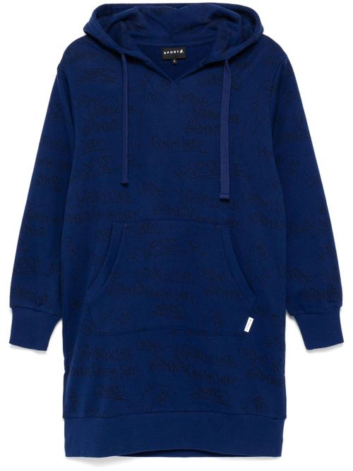 Aop hooded dress - Blue
