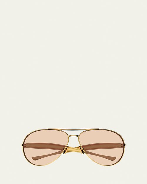 Curved Metal Aviator Sunglasses