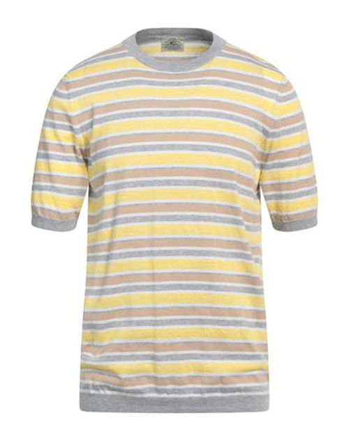 Man Sweater Yellow Size 42 Cotton, Linen, Polyester