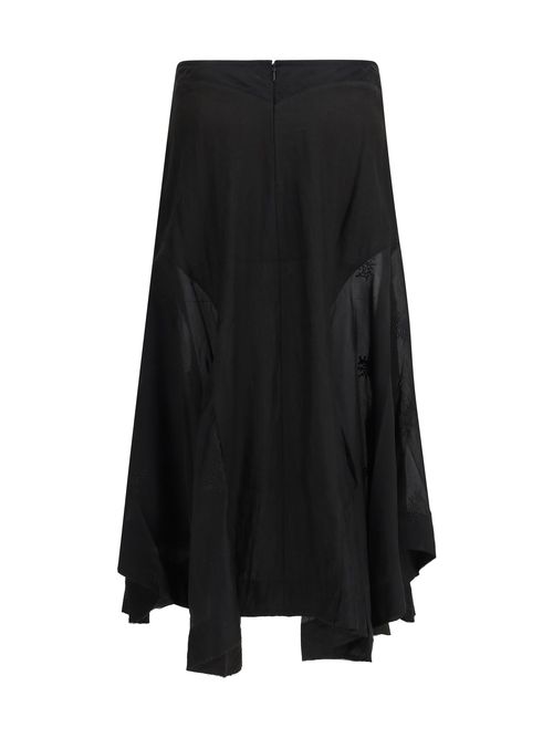 Embroidered Floral Lyocell Skirt — Black