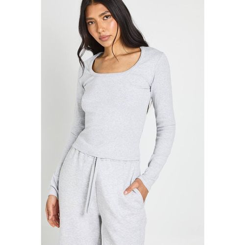 Boohoo Women's Tall Scoop Neck Long Sleeve Top & Straight Leg Jogger Tracksuit in Ash Grey | : Sma
