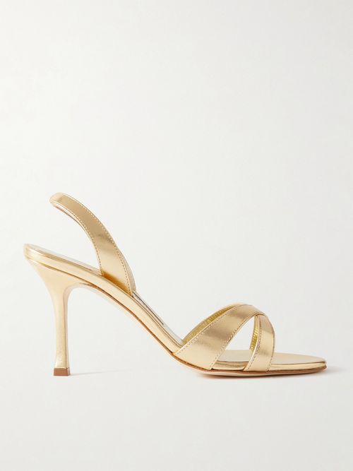 Callasli 90 Metallic Leather Slingback Sandals - Gold