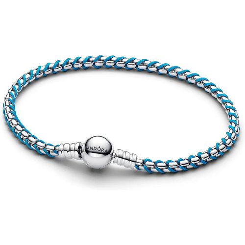 Pandora Bracelets - Blue Cord Box Chain Bracelet - silver - Bracelets for ladies