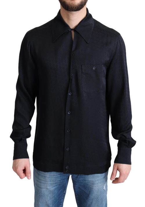Jacquard Silk Shirt — Black