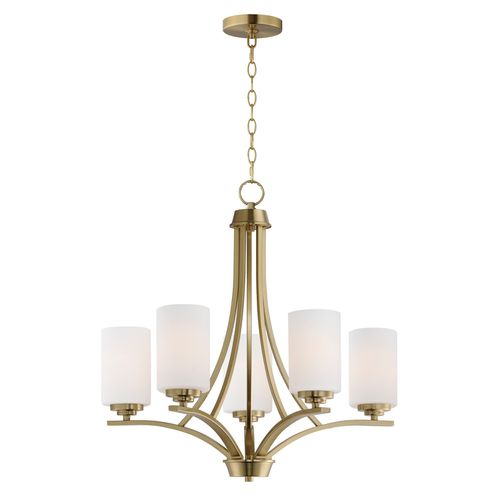 Satin Brass Five Light Chandelier from the Deven Collection