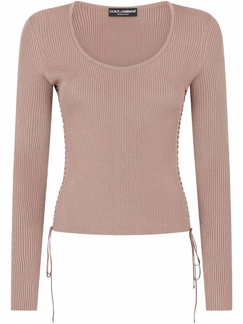 Ribbed knitted top - Brown