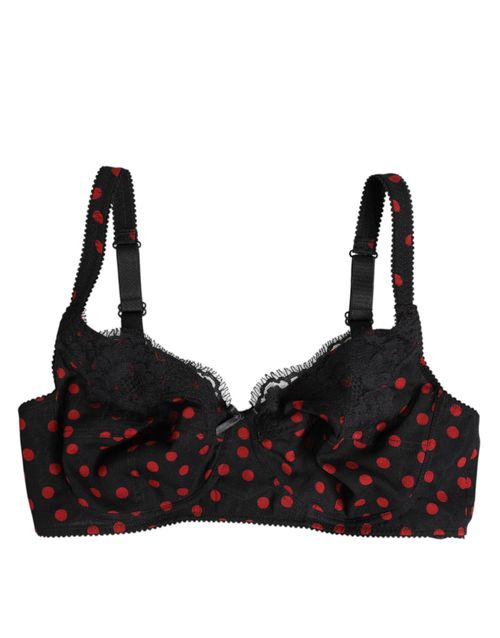 Polka-Dot Silk Balconette Bra — Black