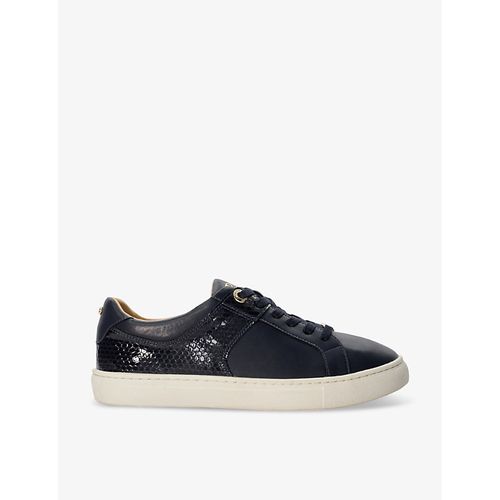Womens Navy-synthetic Elodiie Faux-leather Low-top Trainers