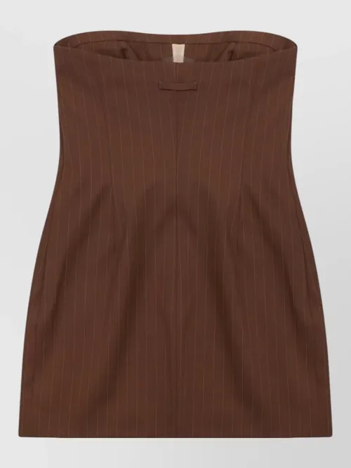 Jean Paul Gaultier - strapless pinstripe dress pockets buttons slit