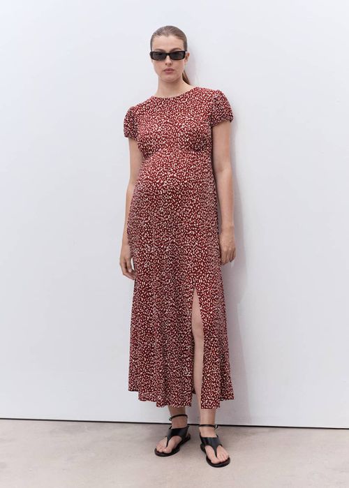 Floral print maternity dress burgundy - Woman - 