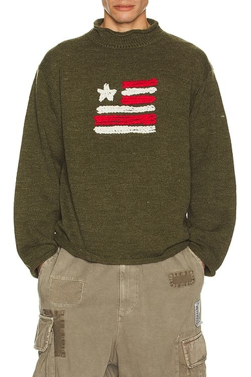 Rice nine ten Knitted Roll Neck Sweater in Olive - Green. 1 also