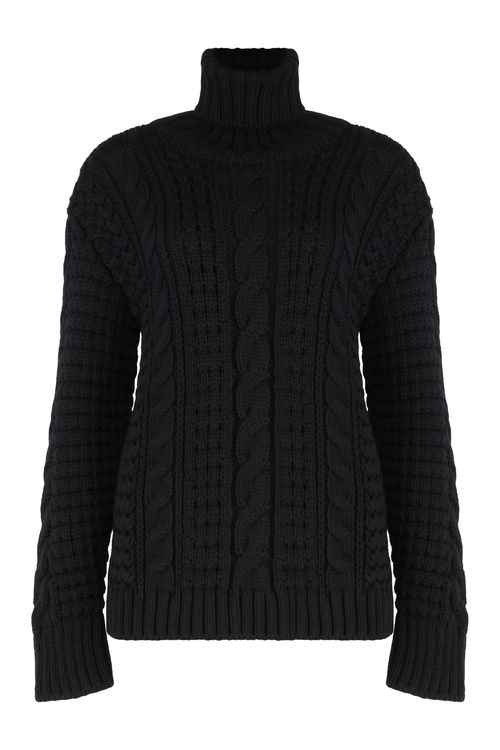 Cable-Knit Virgin-Wool Turtleneck Sweater