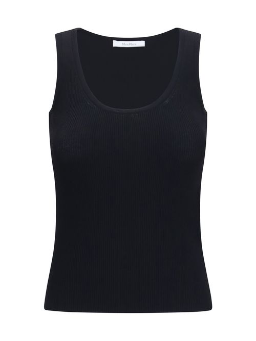 Ribbed Jersey Tank Top — Black