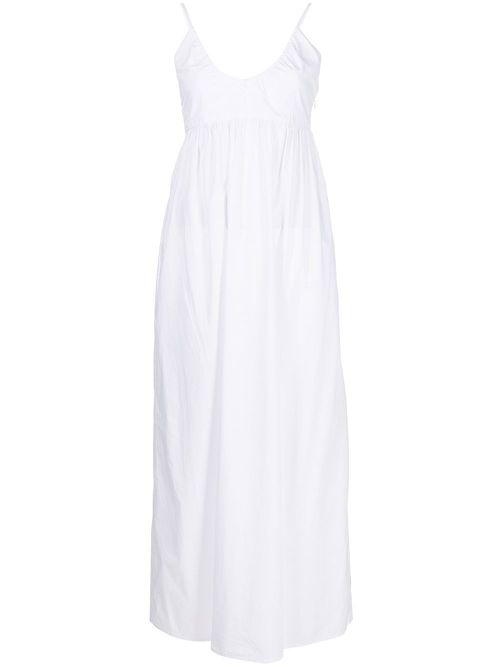 Ruffled long cotton dress - White