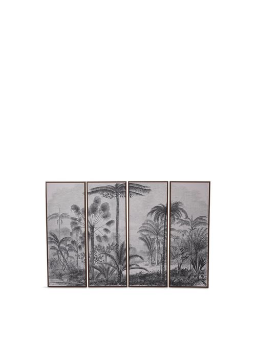 Palm Set Of Four Framed Canvas in Monotone, Size 120x4x45cm