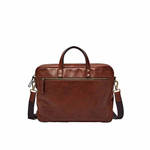 Fossil Men's Haskell Leather Double Zip Briefcase Messenger Laptop Bag