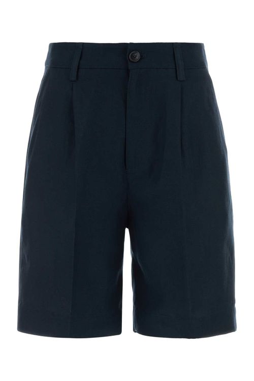 Lyocell Linen Blend Bermuda Shorts — Navy