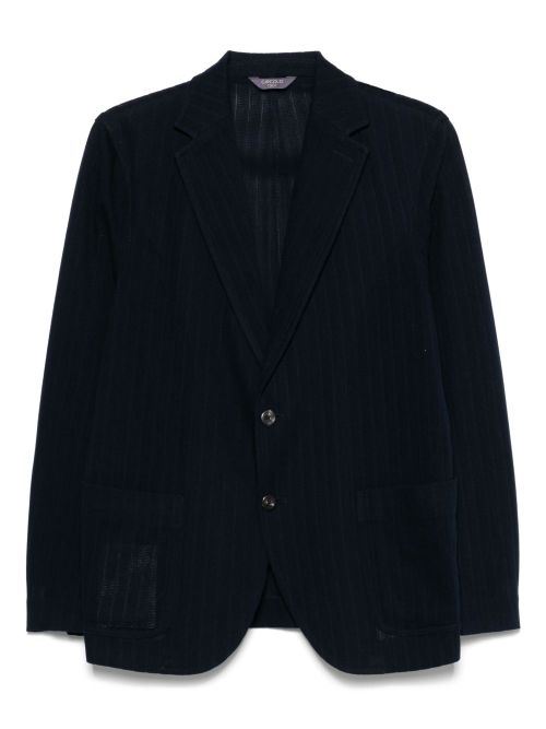 Cotton Single-Breasted Jacket — Navy