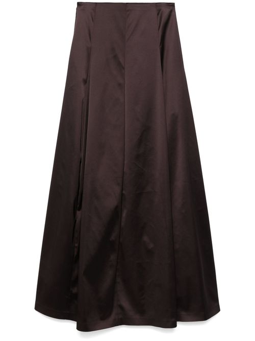 Brown Satin Maxi Skirt