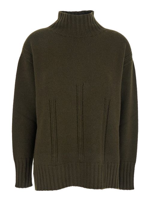 Wholegarment Chunky Cashmere Cotton - 5gg Mock Neck Knit