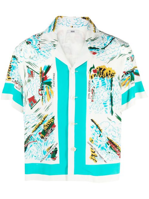 Graphic-print silk shirt - White