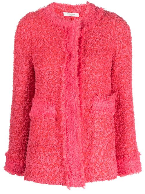 Round-neck wool jacket - Pink