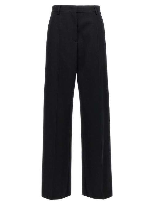 Virgin Wool Wide-Leg Trousers — Black
