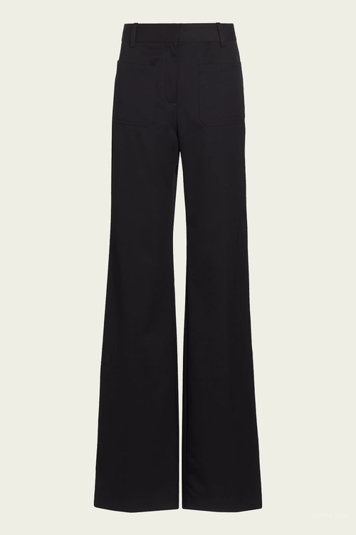 Christophe Flared Wool Pants in Black