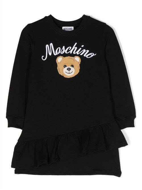 Logo-print ruffled dress - Black