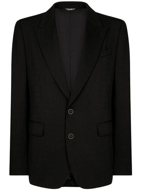 Peak lapel single-breasted jacket - Black