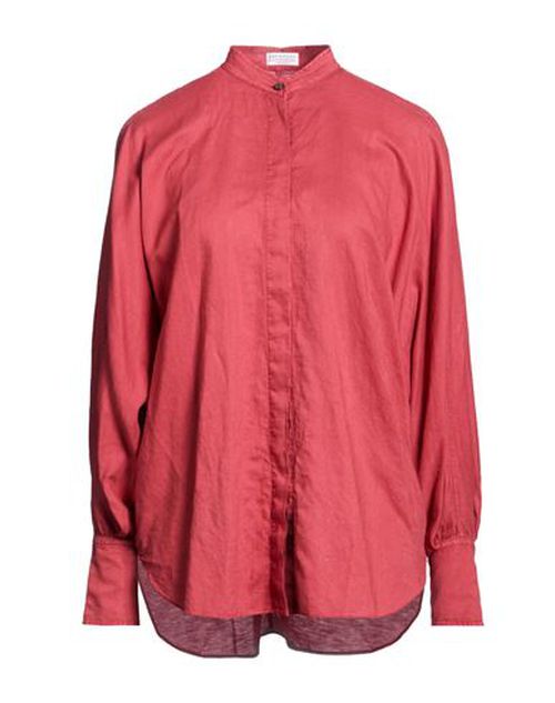 Woman Shirt Rust Size L Linen, Cotton