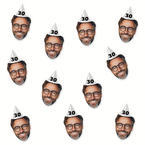 TEMU 20pcs Personalized Face Stickers With Party Hats Custom Birthday Hats Age Photo Label Stickers For Milestone Birthday Photo Party Hats Party
