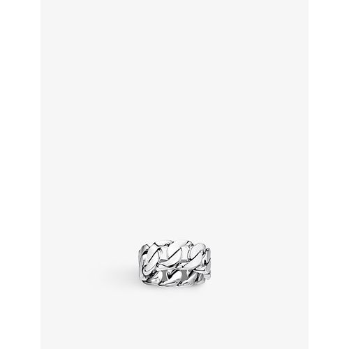 Womens Silver-coloured Links Sterling-silver Curb Ring 