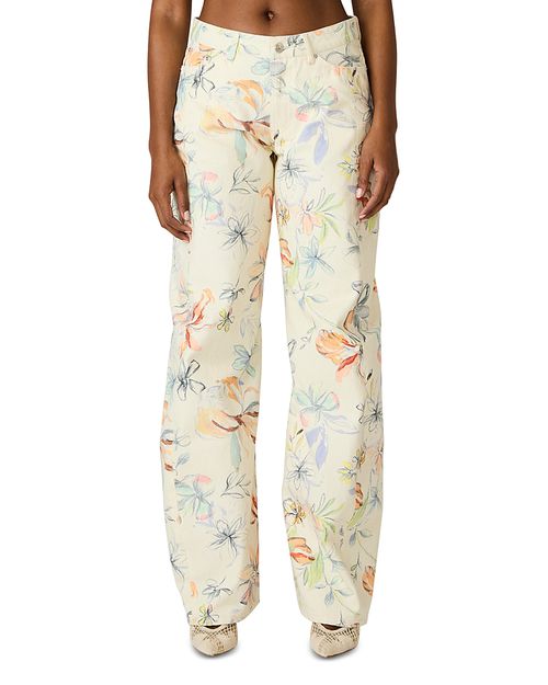 Rori Floral Barrel Leg Jeans in Vintage Ivory