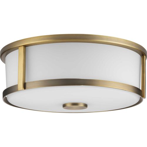 Vintage Brass Two Light Flush Mount from the Gilliam Collection