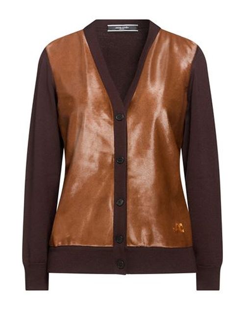Jacob Cohёn Woman Cardigan Brown Size S Virgin Wool, Calfskin
