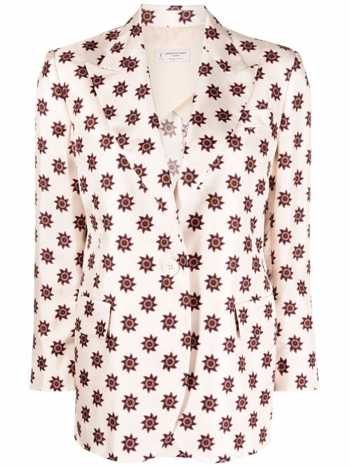 Alberto Biani geometric-pattern silk blazer - Neutrals