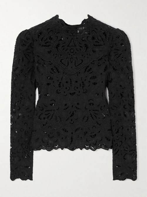 Delphi Broderie Anglaise Ramie Blouse - Black