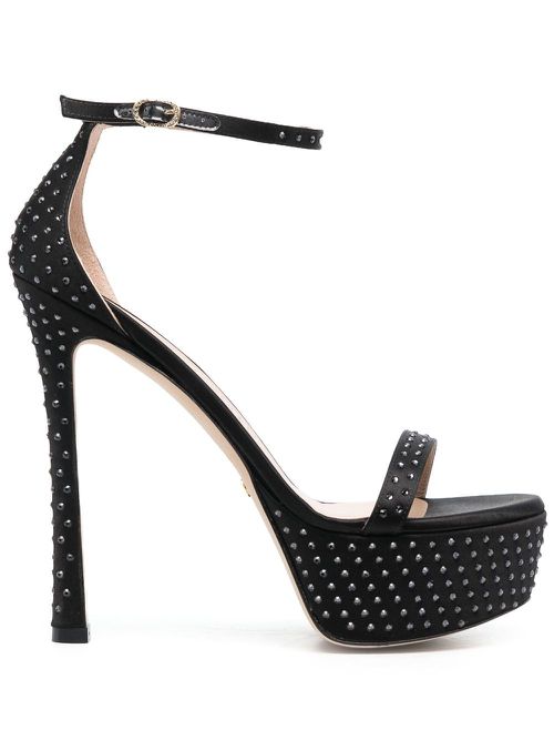 160mm crystal-embellished platform sandals - Black