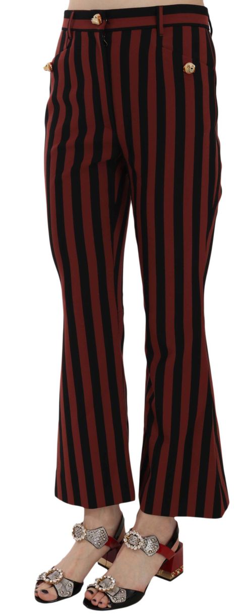 Striped Flared Trousers — Black