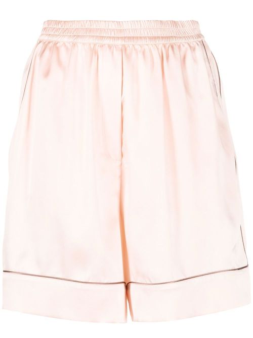 Contrast-detail silk shorts - Pink