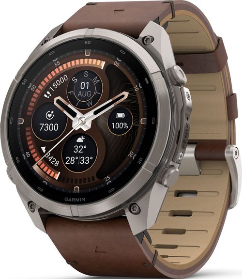 Fenix 9 Pro inReach, Smartwatch 51mm in Titanium with Walnut Leather Band